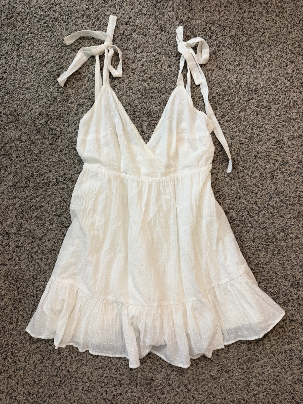 Showpo White Tie-Shoulder Ruffle Mini Dress